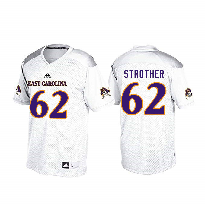 Men #62 Nishad Strother ECU Pirates College Football Jerseys Sale-White